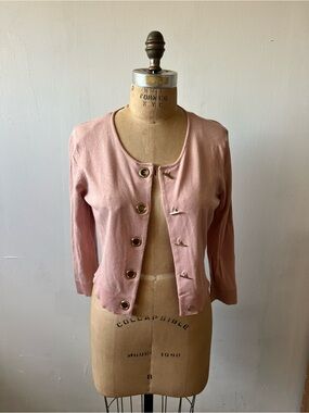 Calvin Klein Pink Cropped Button Cardigan